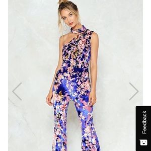 Size 2 floral jumpsuit with choker by Nasty Gal